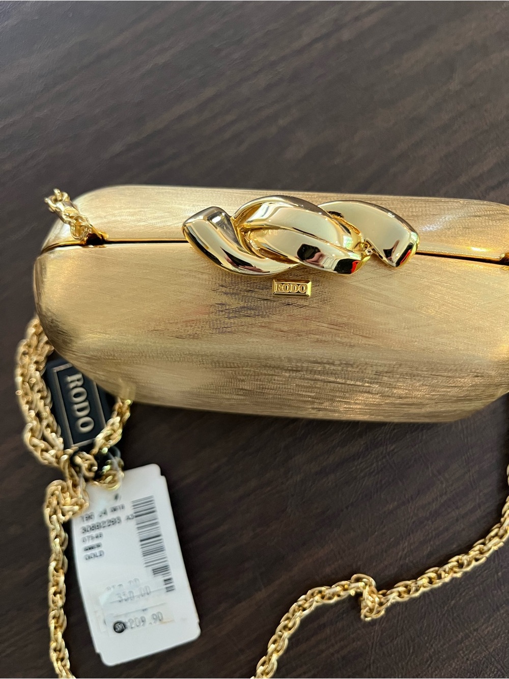 Vtg Rodo Italy Gold Clutch Convertible Shoulder Evening Bag
